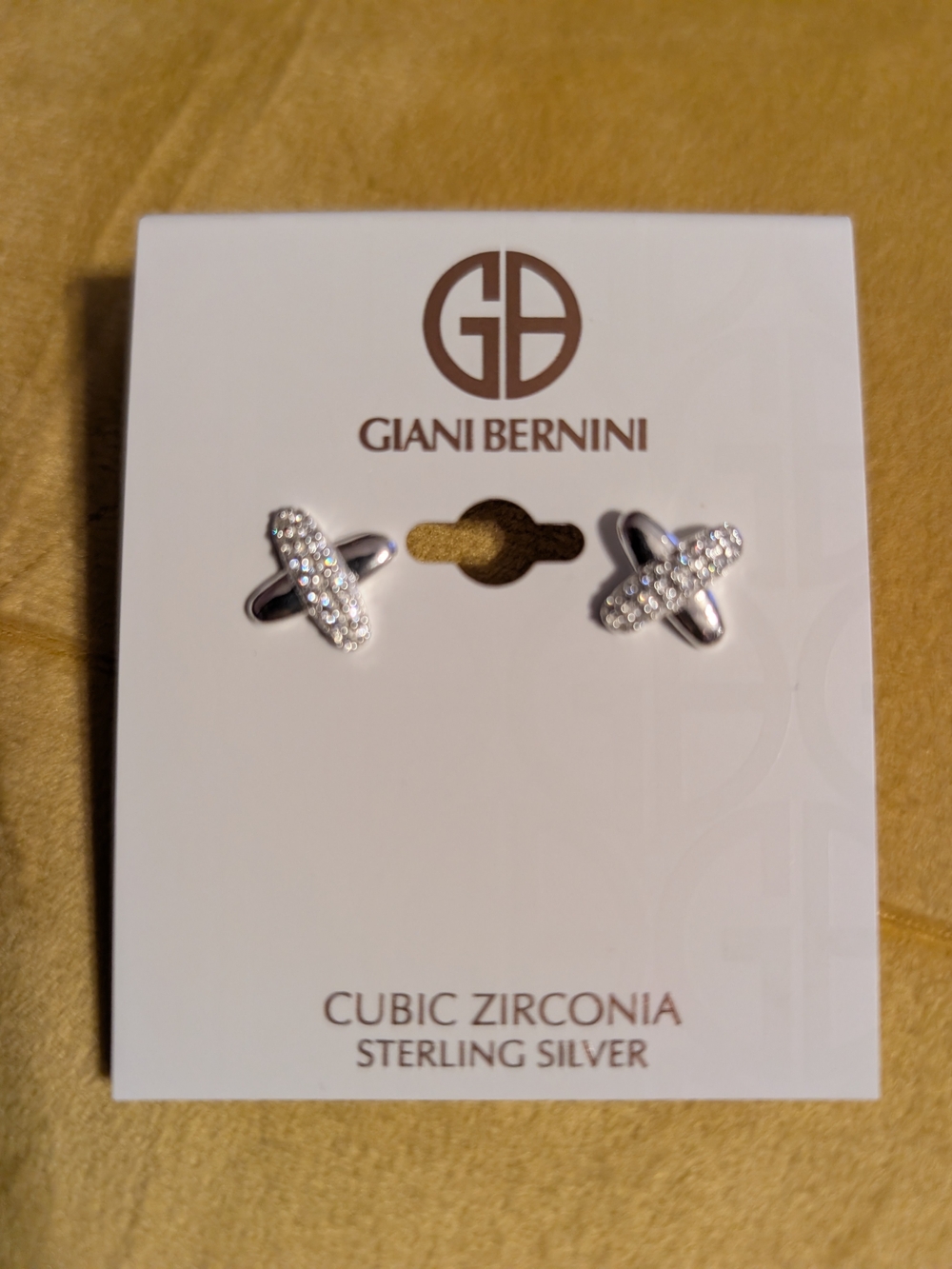 Giani Bernini Sterling Silver Cubic Zirconia Cross Stud Earrings - Silver